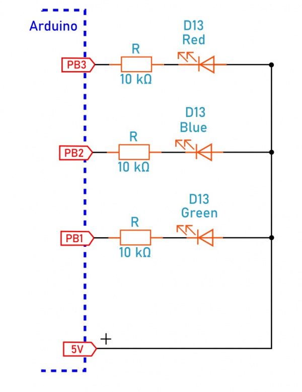 Ovládanie RGB LED cez Processing – SensorWiki